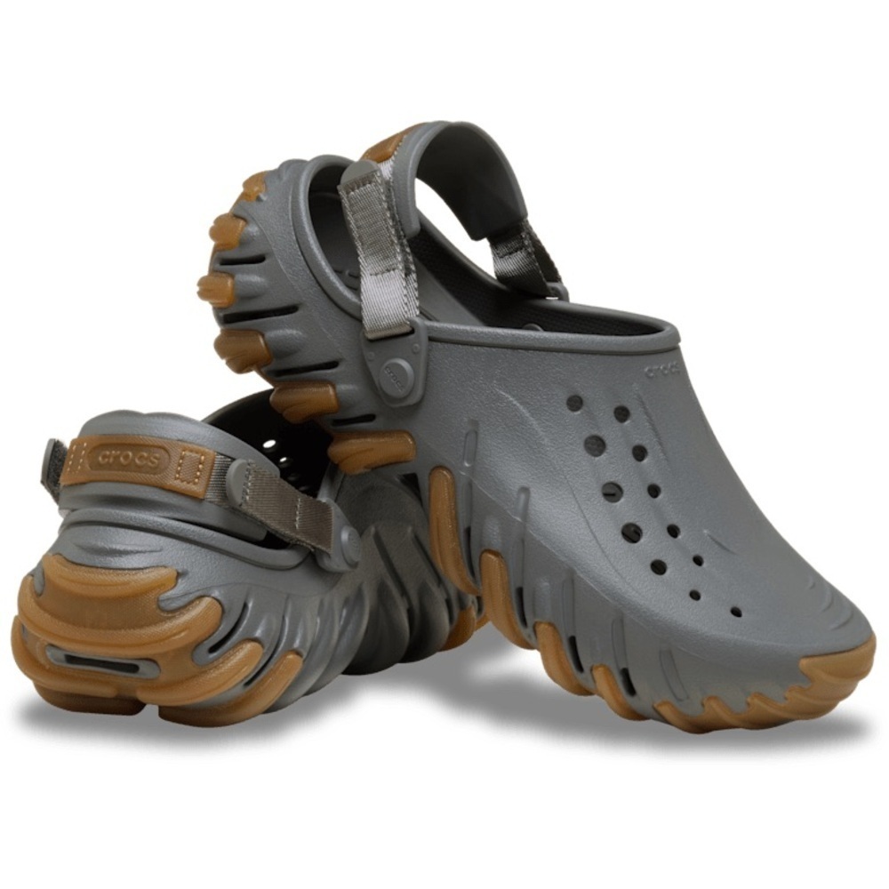 🆕 Crocs Echo Clog Unisex Gray Slip-On Shoes Adjustable Heel Strap M/8 W/10